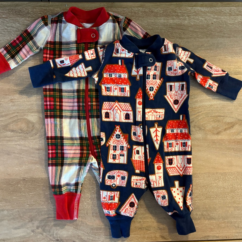 Hanna Andersson Winter Onesies - Plaid and House Print